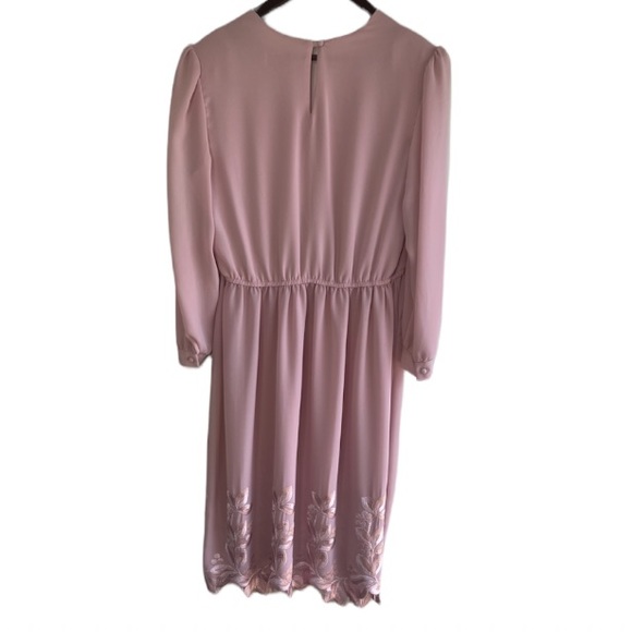 Vintage Bonnell Embroidered Crepe Long Sleeve Dress - Picture 2 of 10